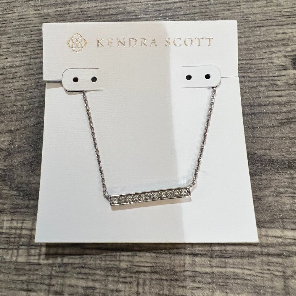 Kendra Scott Addison Silver Metal Bar Pavé Necklace